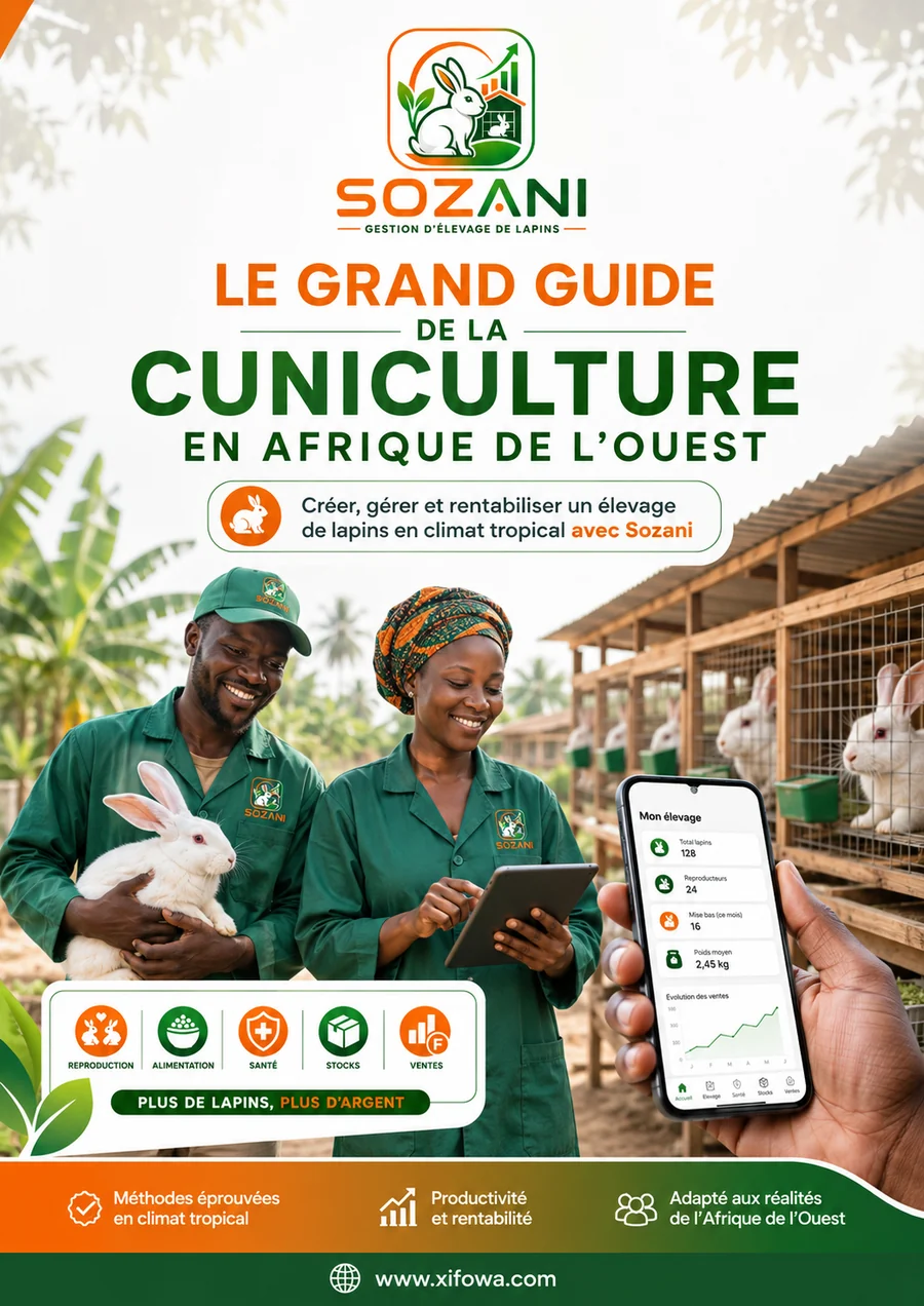Couverture du Grand Guide de la Cuniculture en Afrique de l’Ouest avec SOZANI
